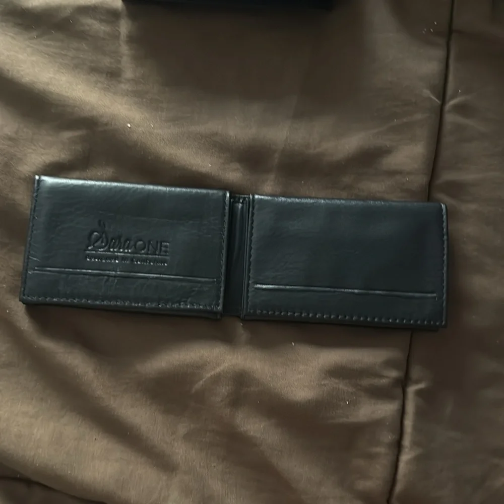 Sara One Black Faux Leather Small Multi-Fold Wallet Business Cardholder